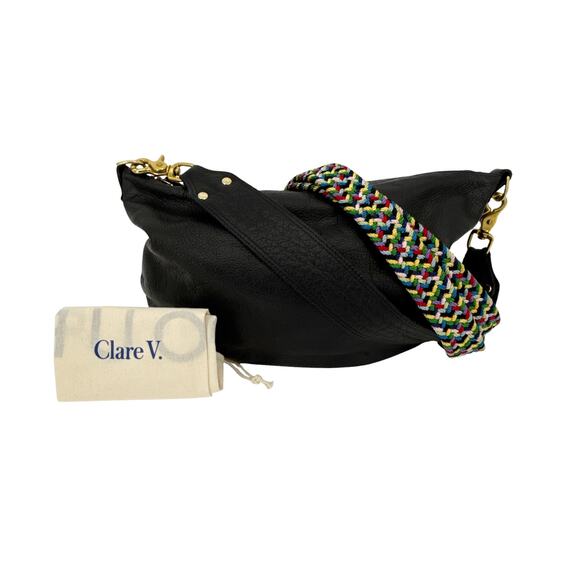 CLARE V. Moyen Messenger in Relaxed Black with Braided Crossbody Strap - Picture 3 of 16